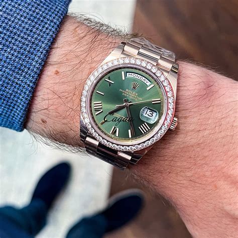 green dial day date rolex|Rolex Day-Date 40mm.